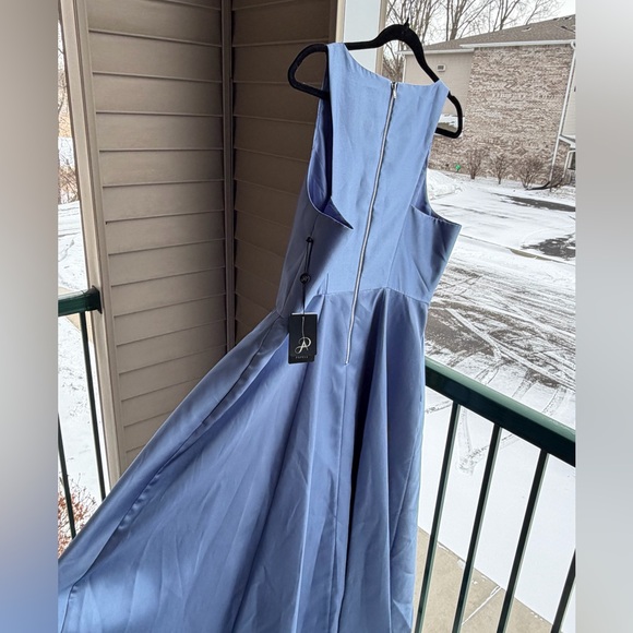 🆕 🦋Adrianna Papell Blue Frost Mikado High Low Gown Fit&Flare Dress Size 16 Party - Picture 7 of 17